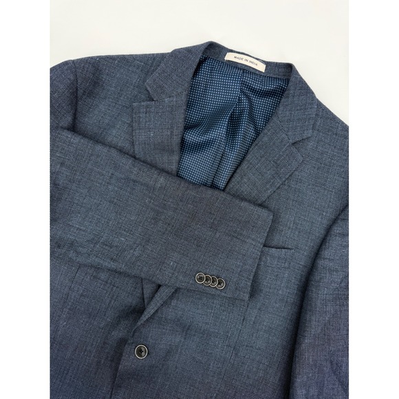 Joseph Abboud Jacket Mens 46L Blue Linen Wool Blazer Sport Coat Tailored Fit - Picture 1 of 10